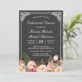 Weddenverhogende Vintage Floral Chalkboard Kaart (Staand voorkant)