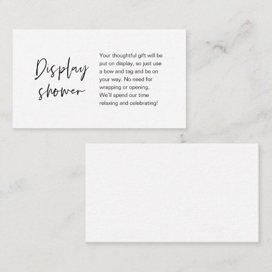 Weddenweergave — Shower, modern minimalistisch Informatiekaartje (Voorkant / Achterkant)