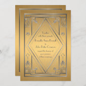 Weddenwerkkaart, Great Gatsby, Silver, Gold Kaart (Voorkant / Achterkant)