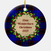 Wedderburn Badge/Tartan Gepersonaliseerde Kerstmis Keramisch Ornament (Achterkant)