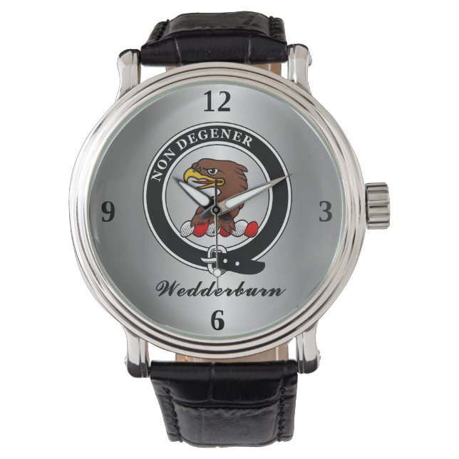 Wedderburn Clan Badge gepersonaliseerd Horloge (Voorkant)