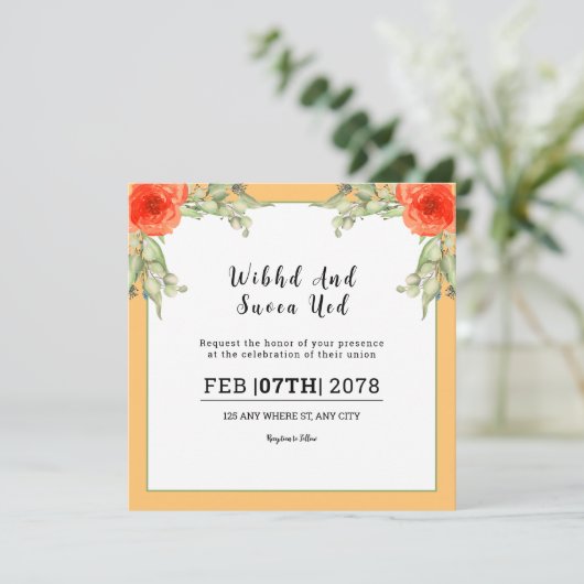 Weddign Square Gatefold Invitation Kaart (Staand voorkant)
