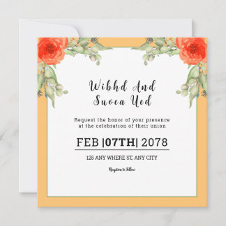 Weddign Square Gatefold Invitation Kaart