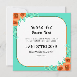 Weddign Square Gatefold Uitnodiging Kaart Design