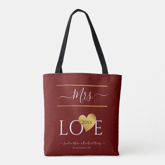 Wedding 1e eerste kerstnaam Mrs. Tote Bag (Achterkant)