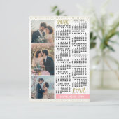 Wedding 2020 Agenda Blush Pink Gold 3-foto's Save The Date (Staand voorkant)