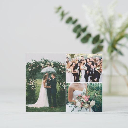 Wedding 3 Foto Collage Hartelijk dank Briefkaart (Staand voorkant)