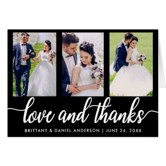Wedding 3 Foto's en Bedankt gevouwen (Voorkant Horizontaal)