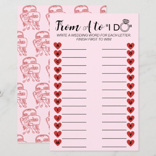 Wedding A tot Z Game - Leuke Vrijgezellenfeest Act (Voorkant / Achterkant)