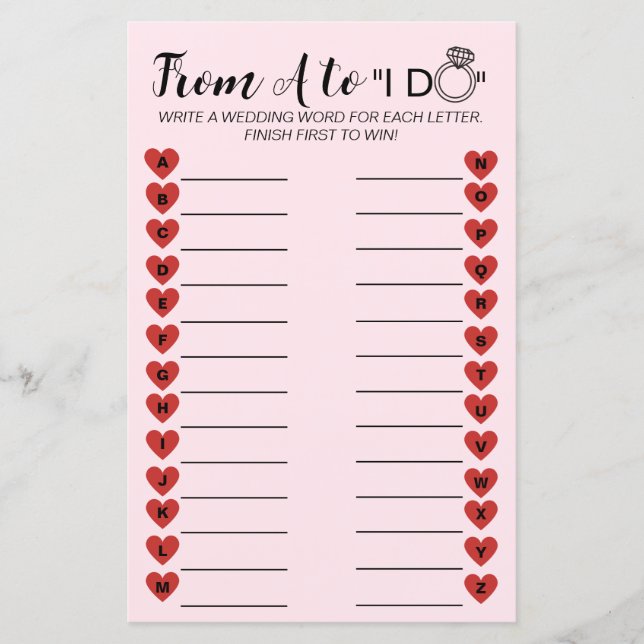 Wedding A tot Z Game - Leuke Vrijgezellenfeest Act (Voorkant)