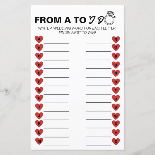 Wedding A tot Z Game - Leuke Vrijgezellenfeest Act (Voorkant)