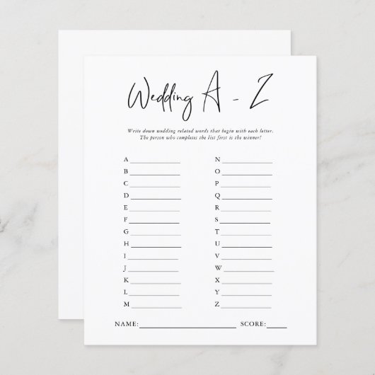 Wedding A-Z | VRIJGEZELLENFEEST (Voorkant / Achterkant)