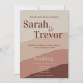 Wedding Abstract 70's Terracotta en Wine Kaart (Voorkant)