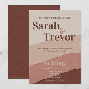 Wedding Abstract 70's Terracotta en Wine Kaart