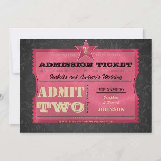 Wedding Admission Ticket Kaart (Voorkant)