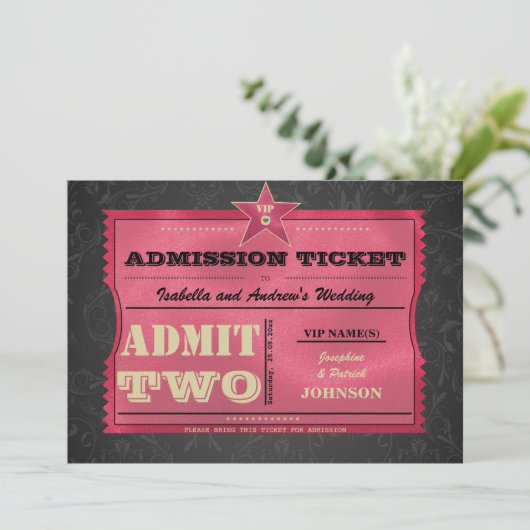 Wedding Admission Ticket Kaart (Staand voorkant)