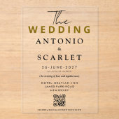 Wedding Aesthetic QR Code Elegant And minimalist Acryl Uitnodigingen (Voorkant)