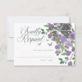 Wedding Alice in Wonderland Cheshire Cat & Florals RSVP Kaartje (Voorkant)