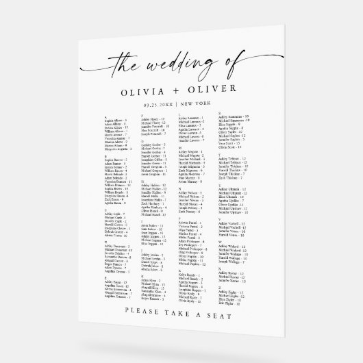 Wedding Alphabet tot 162 personen Zitting Grafiek Acryl Bord (Hoek)