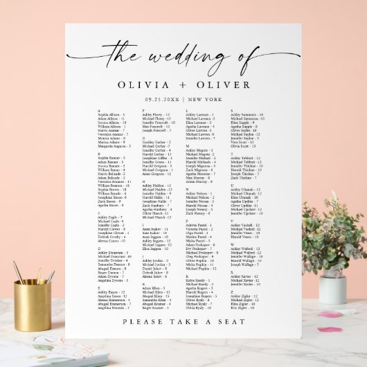 Wedding Alphabet tot 162 personen Zitting Grafiek Acryl Bord (Huwelijk)