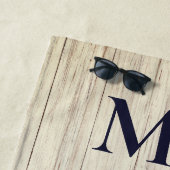 Wedding Anchor de heer Navy Blue Nautical Monogram Strandlaken (In situ)