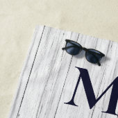 Wedding Anchor de heer Navy Blue Nautical Monogram Strandlaken (In situ)