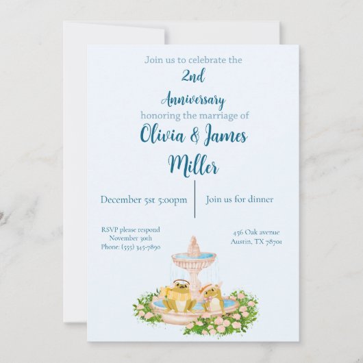 Wedding and anniversary invitation kaart (Voorkant)