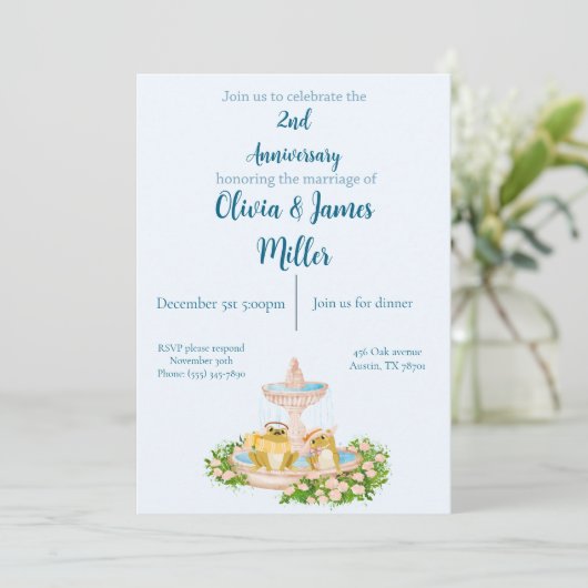 Wedding and anniversary invitation kaart (Staand voorkant)