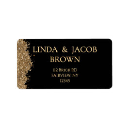 Wedding Anniversary Gold Faux Glitter Address  Etiket