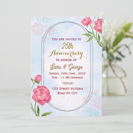 Wedding Anniversary Invitations Kaart (Staand voorkant)