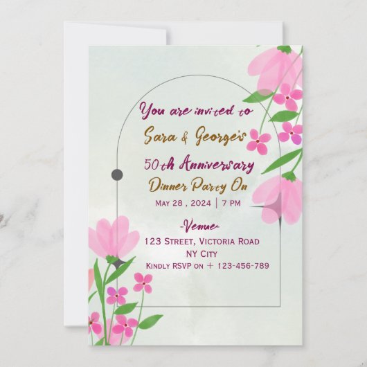 Wedding Anniversary Invitations  Kaart (Voorkant)