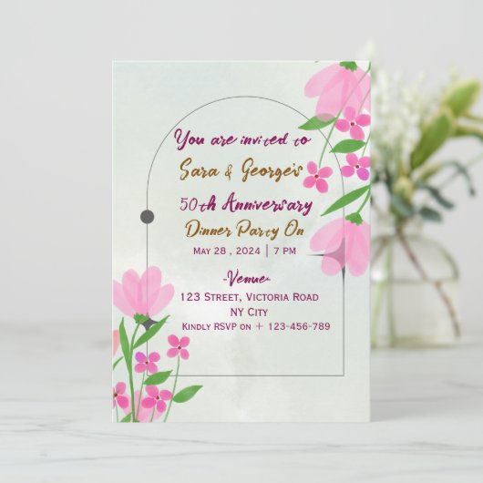 Wedding Anniversary Invitations  Kaart (Staand voorkant)