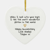 Wedding Anniversary Keepsake Gold Heart Keramisch Ornament (Voorkant)