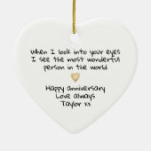 Wedding Anniversary Keepsake Gold Heart Keramisch Ornament (Achterkant)