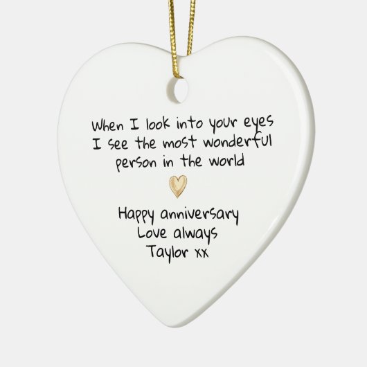 Wedding Anniversary Keepsake Gold Heart Keramisch Ornament (Links)