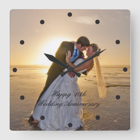 Wedding Anniversary Photo Custom Vierkante Klok (Voorkant)