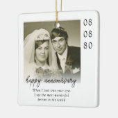 Wedding Anniversary Photo Heartfelt Message Keramisch Ornament (Links)