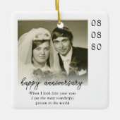 Wedding Anniversary Photo Heartfelt Message Keramisch Ornament (Voorkant)