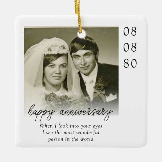 Wedding Anniversary Photo Heartfelt Message Keramisch Ornament (Voorkant)