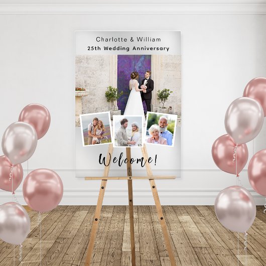 Wedding anniversary photo welcome clear sign acryl bord