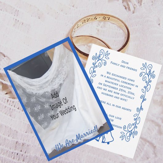 Wedding Announcement Card Blue Sapphire Bells Kaart