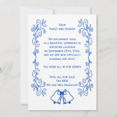 Wedding Announcement Card Blue Sapphire Bells Kaart (Achterkant)