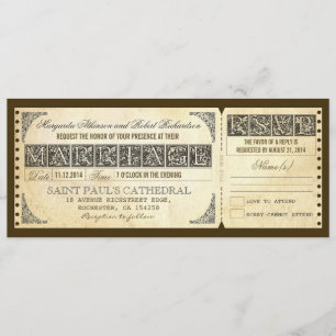Wedding antiek Ticket Uitnodiging & RSVP Design