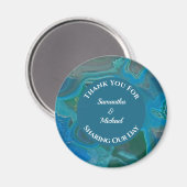 Wedding Appreciation Blue Gemstone Gem Bedankt Magneet (Voorkant / Achterkant)