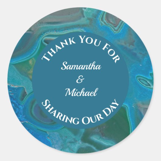Wedding Appreciation Blue Gemstone Gem Hartelijk d Ronde Sticker (Voorkant)