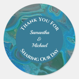 Wedding Appreciation Blue Gemstone Gem Hartelijk d Ronde Sticker
