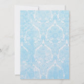 Wedding Aqua Blue Antiek Damask Chandelier Kaart (Achterkant)