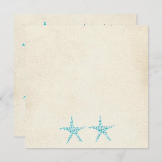 Wedding Aqua Turquoise Starfish Beach Kaart (Voorkant / Achterkant)