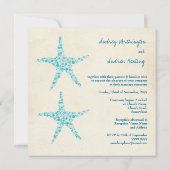 Wedding Aqua Turquoise Starfish Beach Kaart (Achterkant)