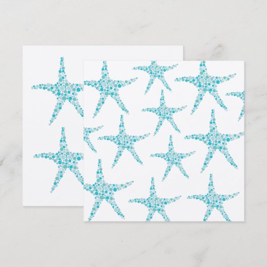 Wedding Aqua Turquoise Starfish Beach Kaart (Voorkant / Achterkant)